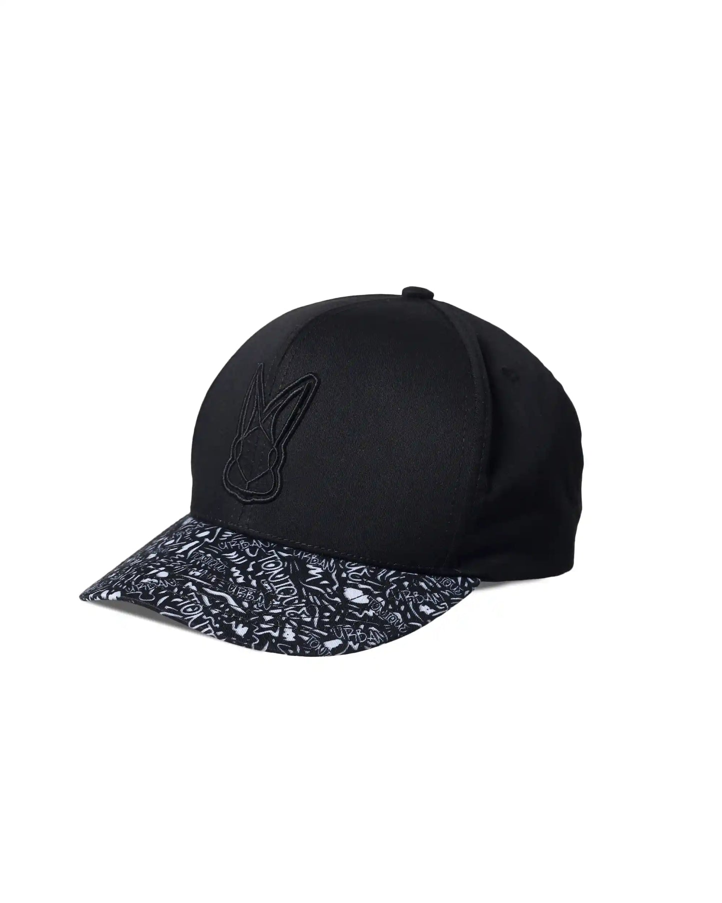 Panel-printed Black Unisex Cap