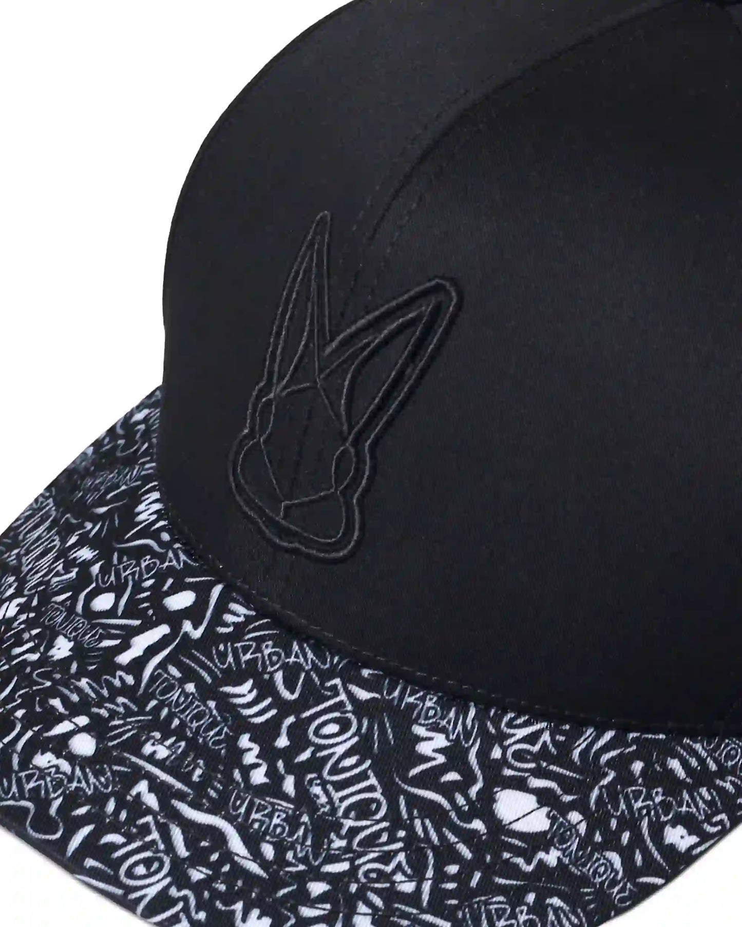 Panel-printed Black Unisex Cap