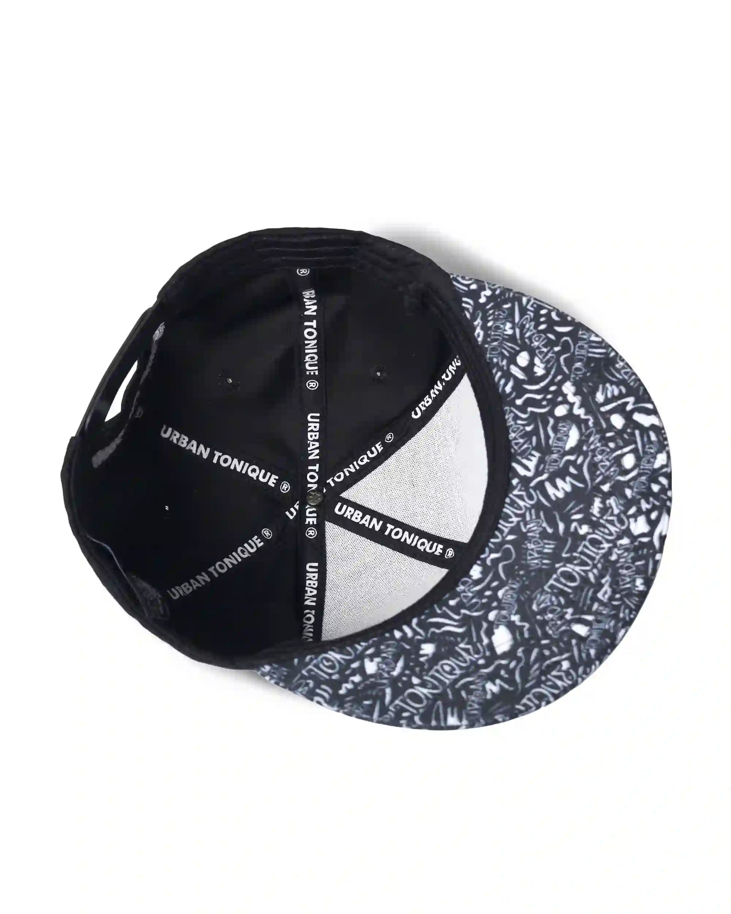 Panel-printed Black Unisex Cap