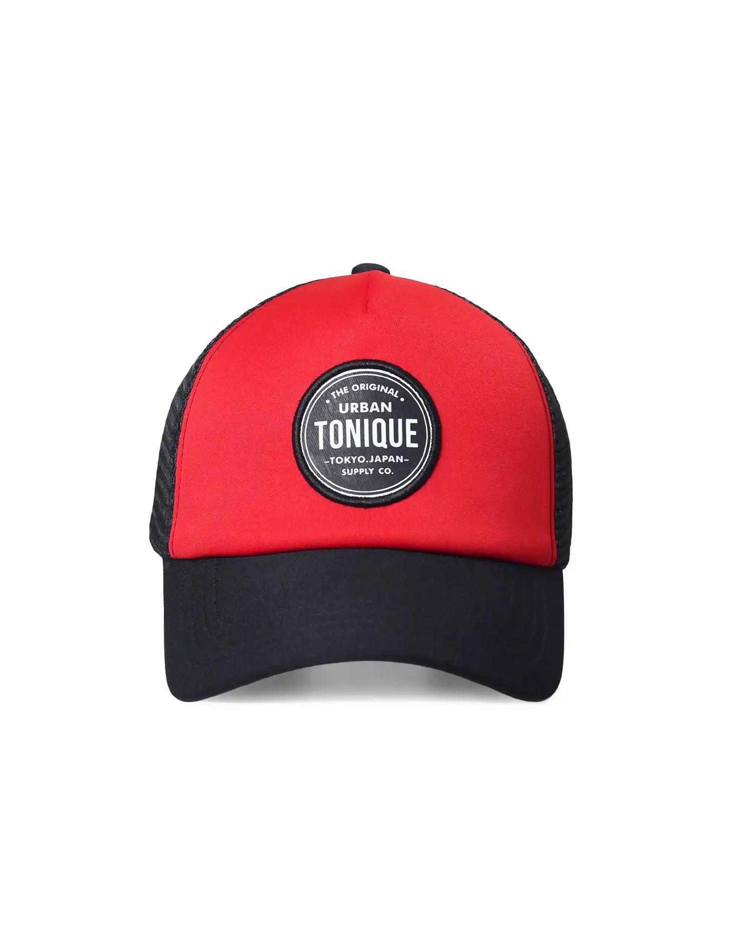 Black-Red net Unisex Trucker Cap (Foam Red Crown)