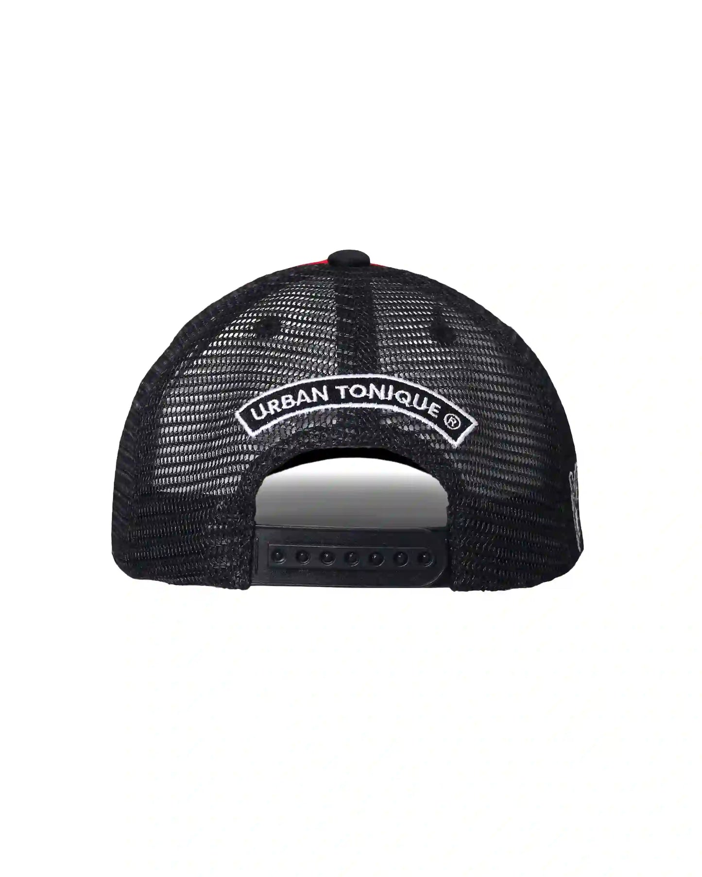 Black-Red net Unisex Trucker Cap (Foam Red Crown)