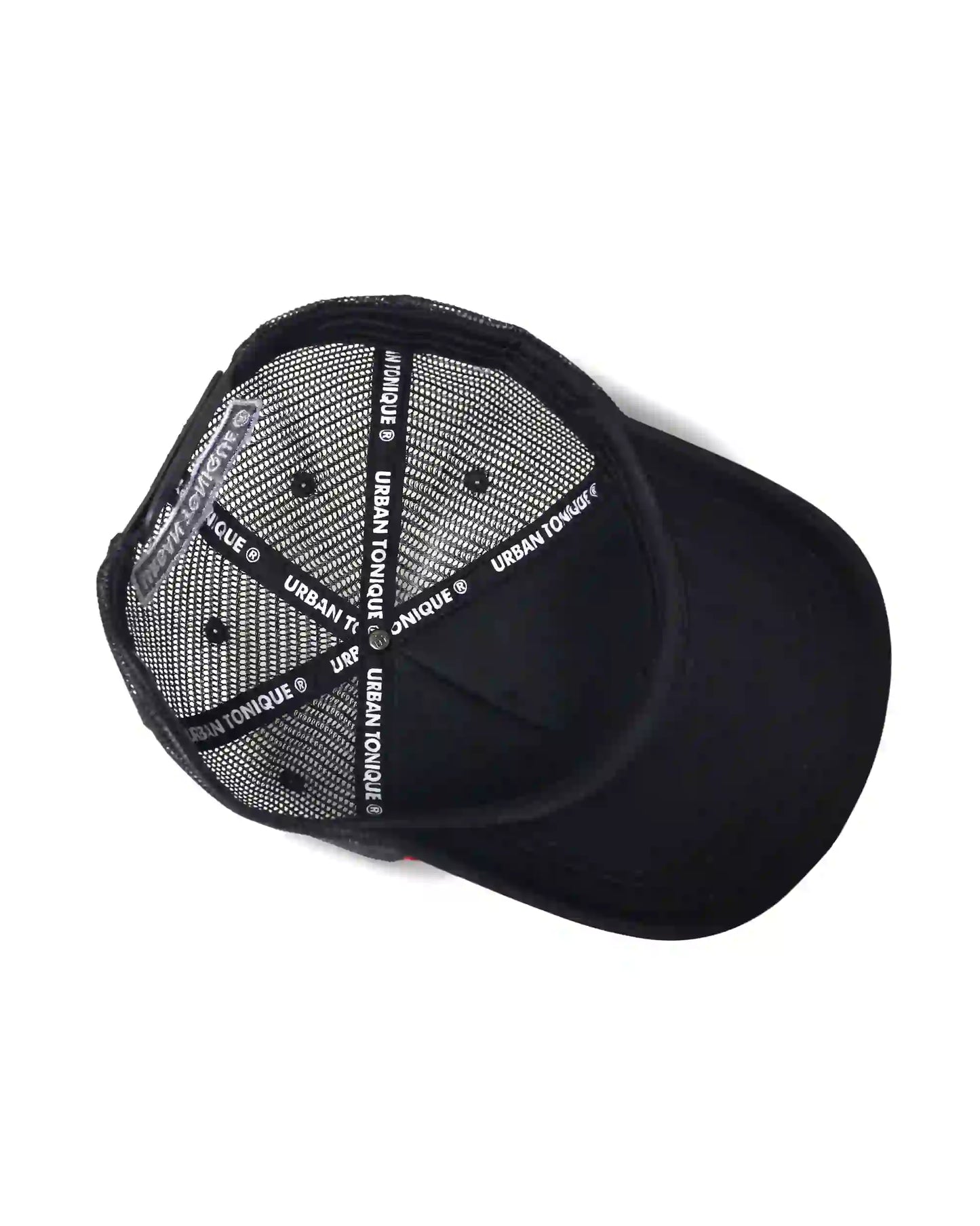 Black-Red net Unisex Trucker Cap (Foam Red Crown)