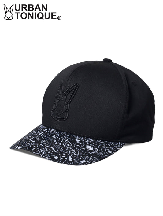 Panel-printed Black Unisex Cap