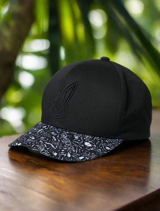 Panel-printed Black Unisex Cap