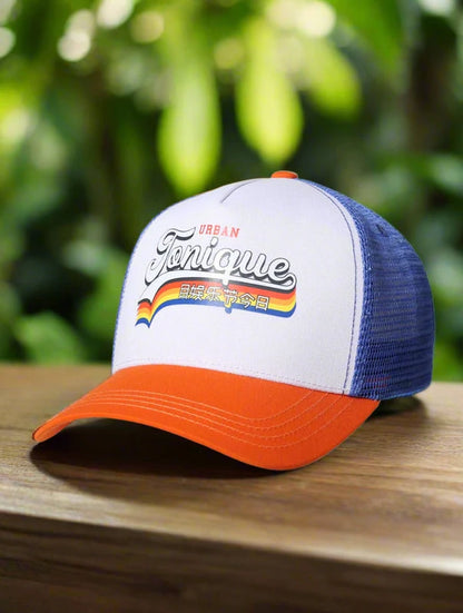 White/Blue Trucker Net Cap