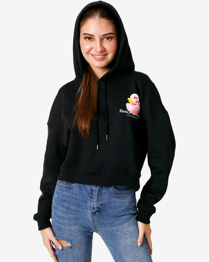 Quacky Cropped Hoodie | Pure Cotton