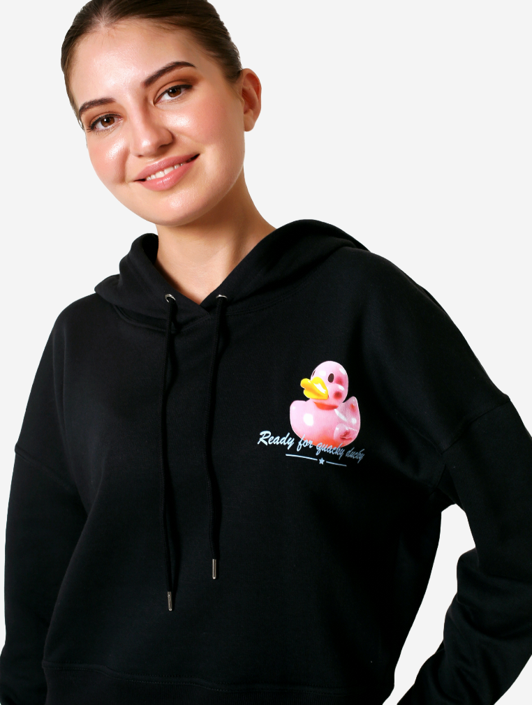 Quacky Cropped Hoodie | Pure Cotton