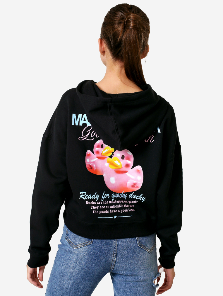 Quacky Cropped Hoodie | Pure Cotton