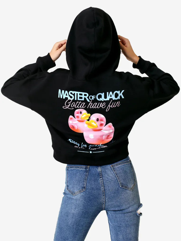 Quacky Cropped Hoodie | Pure Cotton