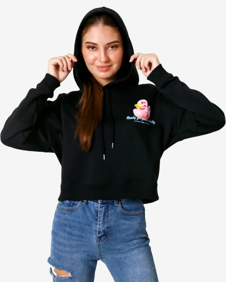 Quacky Cropped Hoodie | Pure Cotton