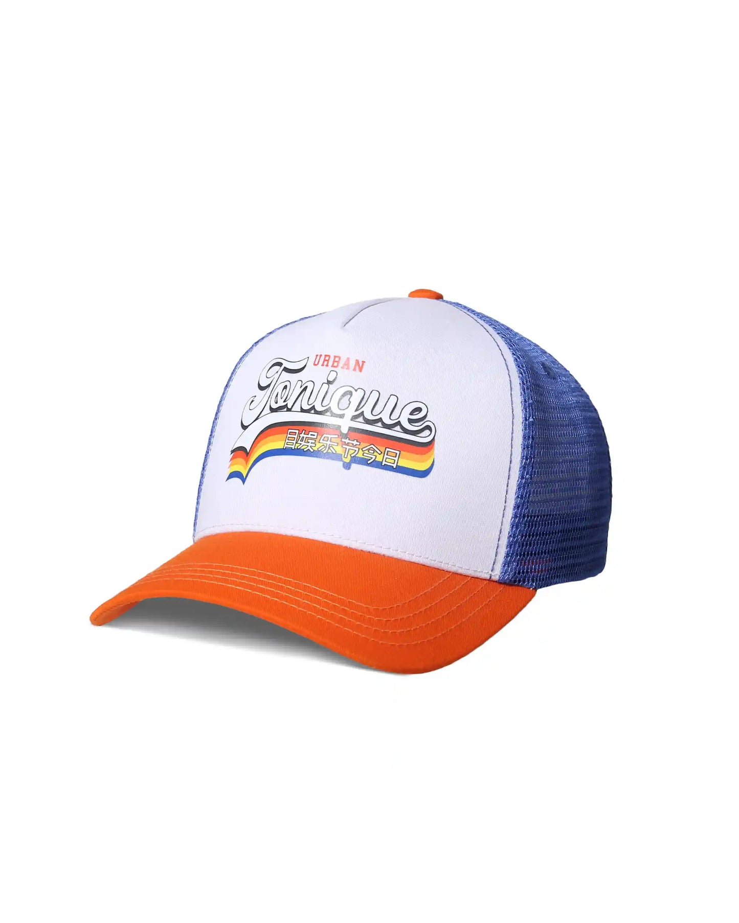 White/Blue Trucker Net Cap