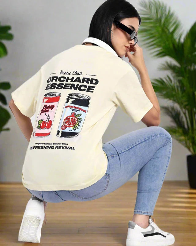 beige womens oversized cotton tee